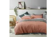 Vintage Design Homewares 100% Linen Burnt Melon Quilt Cover Set King