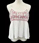 NEW Sim Sam Tank Top Shirt Size M White Mauve Embroidered BOHO Summer Festival