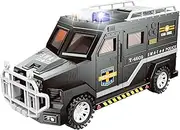 Raywer Boys Piggy Bank - Coin Money Storage - Police Swat Car - Toy Money Box with Password- Black