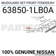 638501LB0A Genuine Nissan MUDGUARD SET-FRONT FENDER,RH 63850-1LB0A
