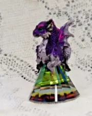 PURPLE DRAGON GLASS LIKE PYRAMID RESIN FIGURINE 71698 3.5" X 1.75" RD NEW BOXED