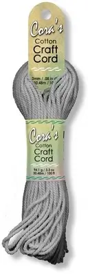 Pepperell Cara's Cotton Craft Cord 2mmx100'-Charcoal CCC2-06