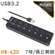 【INTOPIC】HB-620 7孔 USB HUB集線器(USB3.2/獨立開關/附供電線)