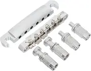 DRESSOOS 1Set Durable Electric Guitar Saddle Bridge and Tailpiece Replacement Parts Silver Finish for Standard Electric Guitars for Upgrading and Repairing Components