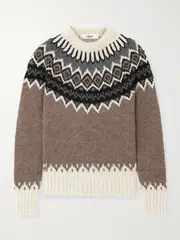 [Chloé] Chloé - Fair Isle Alpaca, Merino Wool And Cashmere-blend Sweater - Brown - large large Brown