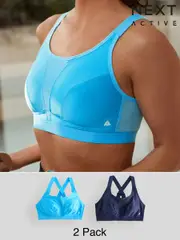 Navy/Turquoise Active Sports High Impact Dry Tech Crop Tops 2 Pack (AM6605) | $68
