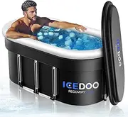 Wxtkkom Upgraded 132 Gal XXL Large Oval Ice Bath with Air Ring, Multi-Layered Portable Cold Plunge Tub for Athletes, Foldable & Inflatable Full-Body Cold Tub Recovery at Home, Outdoors,Gym Use