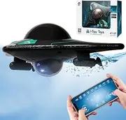 B-Qtech Remote Control Boat, Boat with 90° Adjustable HD Camera, App Operated Water Toy, LED Lights, High Speed Water Spaceship, Suitable for Outdoor Pools and Lakes
