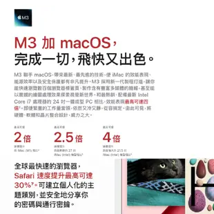 Apple iMac M3 24吋 8核心CPU/10核心GPU/8G/512G 全新 免運 蘋果電腦 現貨 Q哥
