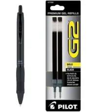 Pilot G2 Limited Metal Gel Pen .7mm Matte Black & 1.0mm Black Ink Refills Office