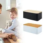 Bread Box with Bamboo Lid Metal Bread Bin Reusable Bread Container caMUE