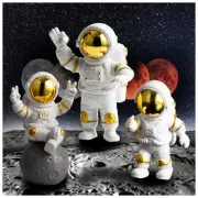 3Pcs Gold Astronaut Figures Decor Set Spaceman Ornament Mirror Astronaut Fig