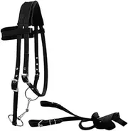 Zxpjkyu Equestrian Bridle with Rein and Headstall Adjustable Riding Accessories with Cushion Halter and Leading Rope