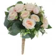 Artificial Eucalyptus Leaves and Fake Flowers Bride Bouquet Wedding Bridesmaid