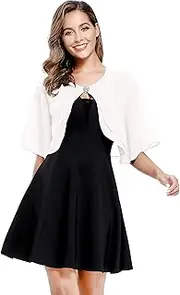 [XinQi] Women's Short Sleeve Open Front Soft Chiffon Shrug Cardigan for Evening Dresses