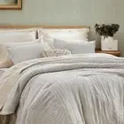 NEW West Elm Beige Boho Queen Size Tufted Simple Solid Bedding Duvet & Sham Set