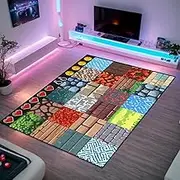 Game Room Rug - Video Game Decor for Boys Room Block Theme Carpet Gaming Floor Mat Rugs for Boys Room Decor for Boys Bedroom Living Playroom, 2'5''x4'