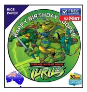 Ninja turtles TMNT edible image Rice Paper Birthday Party Cake Topper round 19cm