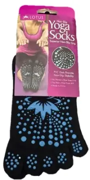 Lotus Yoga Socks New Unisex Non-Slip Grip Black Blue W 5-10 M 4-9 PVC Dots
