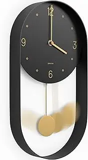 Driini Modern Pendulum Wall Clock - Decorative and Unique Metal Frame, with 8 Inch Face - Contemporary, Minimalist Design, with Silent Battery Operation - Includes Both Black and Gold Pendelum