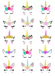 15 x Unicorn Cupcake Toppers Edible Wafer Paper Fairy Cake toppers Stand Up
