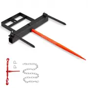 VEVOR 39" Hay Spear, Bale Spears 726kg Loading Capacity, Skid Steer Loader Tractor Bucket Attachment with 2pcs 17.5" Stabilizer Spears and 60" Chain,