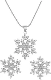 [WRITWAA] 1set Rhinestone Snowflake Necklace and Earring for Bride Elegant Jewelry Comfortable Wear Wedding Accessory Special Occasions