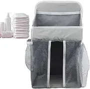 Diaper Holder for Crib, Kids Bedside Organizer, Reusable Crib Diaper Organizer, Crib Bedside Caddy Large Capacity Diaper Bag with Hooks and Straps Znet-au