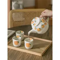 在飛比找ETMall東森購物網優惠-日式手繪水果圖案陶瓷茶壺 家用 茶杯 可愛茶具 下午紅茶釉下