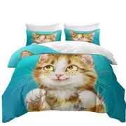 Adorable Smiling Tiger Tabby Kitty Cat Quilt Cover