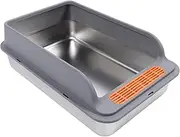 Cat Litter Box, Stainless Steel Cat Litter Pan, Extra Large Metal Cat Poop Box with High Sides & Scoop for Big Cats, Anti Leakage & Non Stick, Never Absorbs Odors, Easy Cleaning
