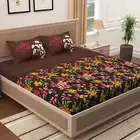 Cotton King Size Bedsheet with Two Pillow Covers, Brown and Pink