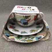 Creative Tops - Retro Owls Afternoon Tea Set - Side Plate - Saucer & Cup