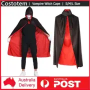 Men Women Girl Boy Halloween Cape Cloak Vampire Witch Fancy Costume Black/Red