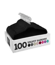 100 Pack Velvet Hangers Non-Slip Clothes Hangers 360° Swivel Hook Black