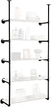 VEVOR Industrial Pipe Shelf, 5 Tier 2PCS, 9.84in Applicable Board Width Wall-Mount Floating Rustic Wood Shelves Bracket Bookshelf,Storage Holder for Kitchen Bedroom Bathroom, (Planks NOT Included)