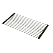 1 Only Stainless Steel Drainer Folding Drying Roll-Up Kitchen Over Sink Rack Dish Tray 23x47cm