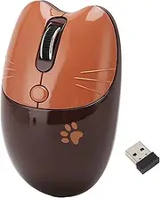 Mute Mouse, Adjustable DPI Plug and Play Silent Click 2 Wireless Mode Girl Mouse Auto Sleep for Office (Brown)