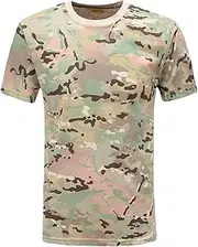 [HanzhuoLG] Men Tactical Tshirt Military Camouflage Cargo Outdoor Tshirt Army Offroad Man Top Baggy Short Sleeve Shirts for Men's CP Camouflage XL