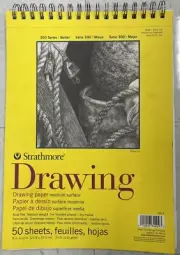 Strathmore 300 Series Drawing Pad, Medium Surface, 9"x12" SpiralBound, 50 Sheets