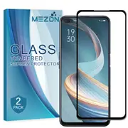 [2 Pack] Full Coverage OPPO Reno4 Z 5G Tempered Glass Crystal Clear Premium 9H HD Screen Protector by MEZON (OPPO Reno4 Z 5G, 9H Full)