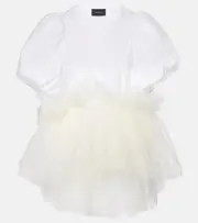 [Simone Rocha] Simone Rocha Tulle and cotton jersey top AU 8 white