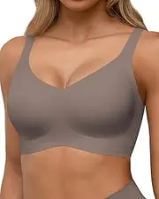 [HORISUN] Seamless Bras Full Coverage Wireless Push Up Bra for Women No Underwire Comfort V Neck Bralettes with Support