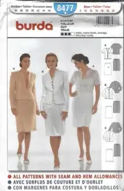 Burda 8477-Sewing Pattern -Skirt, Jacket, Top- Misses Sizes 8-20 - Uncut-New