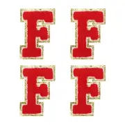 4Pcs Chenille Letter Patches Iron on Letter Patches Red F Alphabet Decorative