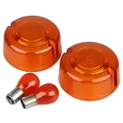 Turn Signal Lens Cover &1157 Bulb Kit For Harley Sportster Dyna 86-01 Softail