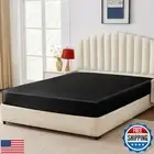 CozyLux Satin Fitted Sheet Queen Size, Black Silky Satin Bed Fitted Sheet Onl
