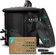 Cold Plunge Tub for Ice Baths at Home - Outdoor & Indoor Cold Water Plunge Tub with Lid - Matte Black Improved Material Quality - XL Ice Bath Tub for Athletes - Portable Ice Bath Accessories Included