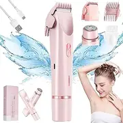 Glow Aura Shaver, Glowshave Hair Remover, Glowshave Electric Lady Razor, Dual Head Shaver Women, 2 In 1 Waterproof Electric Bikini Trimmer for Women, 2-in-1 Women's Body Shaver (1pcs)