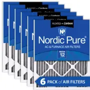 20x20x1 (19_1/2x19_1/2) Furnace Air Filters MERV 12 Pleated Plus Carbon 6 Pack